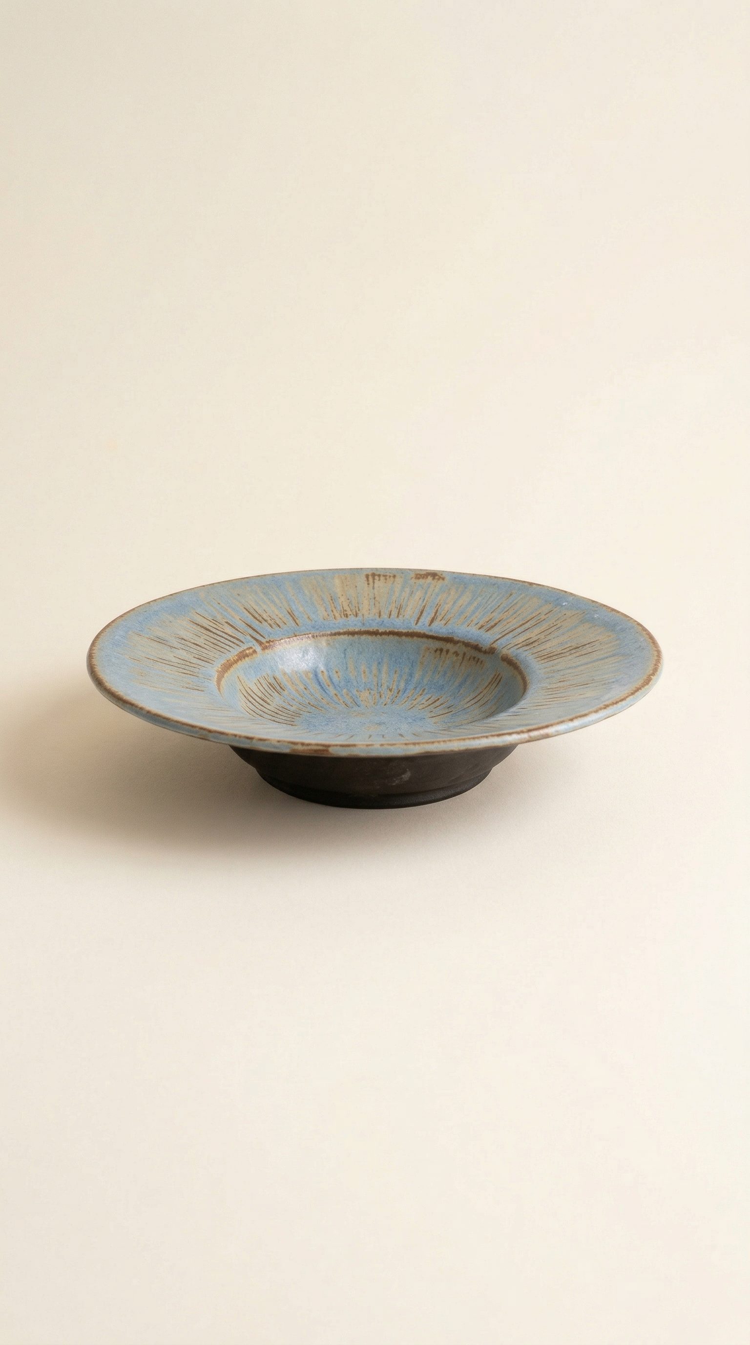 Blue Horizon Plate — wide stoneware plate, sky glaze